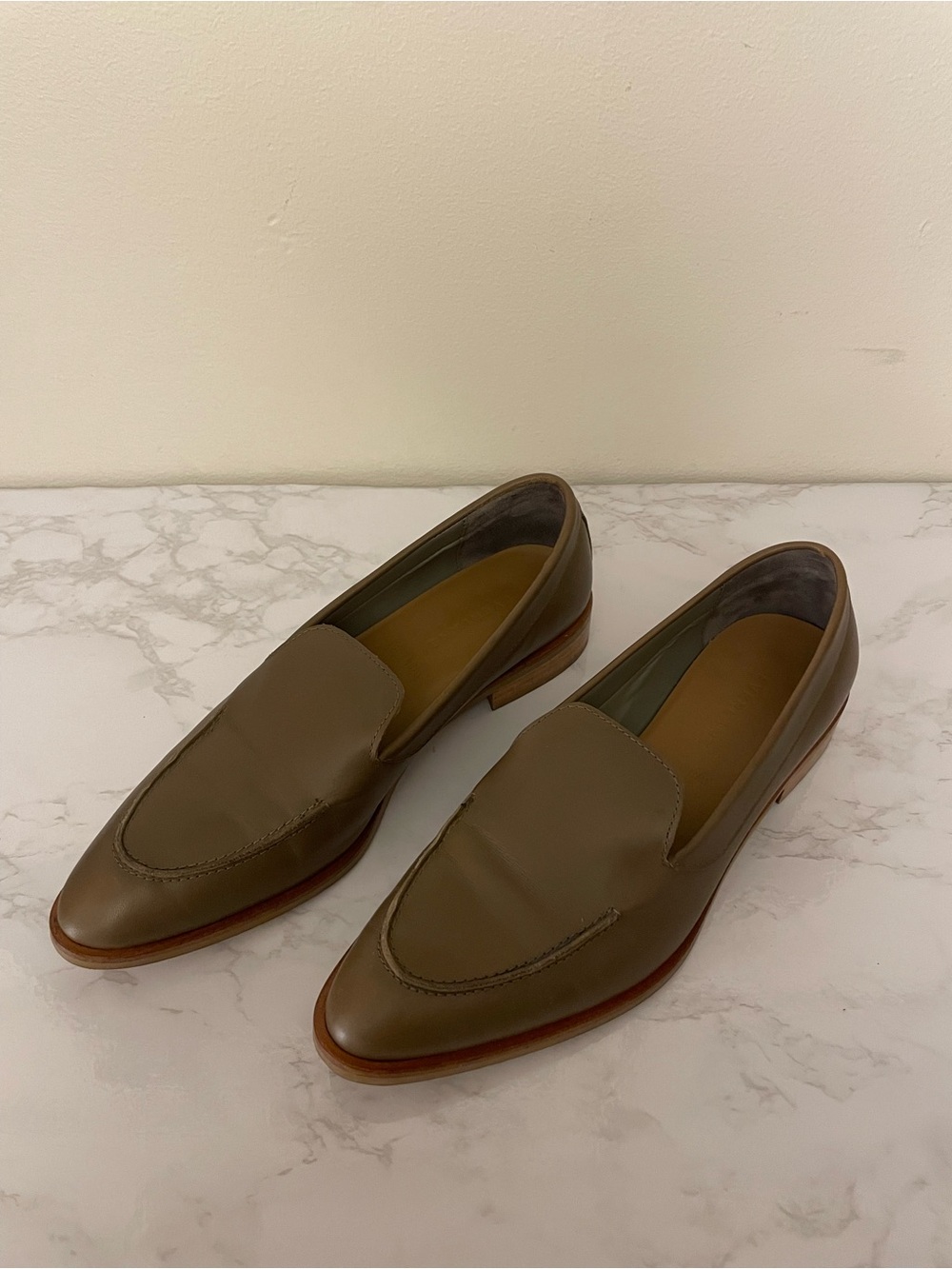 Everlane Women's Olive Green Leather Loafers
